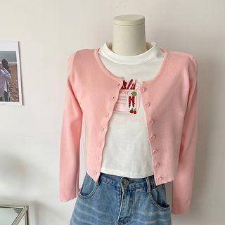 Short-sleeve Print T-shirt / Cardigan / Set