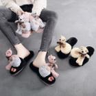 Bear Accent Furry Slippers