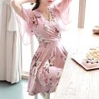 Wrap-front Floral Flared Minidress