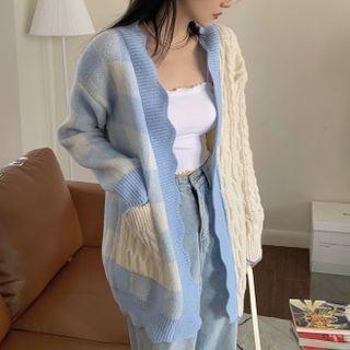 Paneled Cable Knit Sweater / Scalloped Cardigan