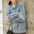 Rip Denim Jacket As Shown In Figure - One Size