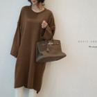 Drop-shoulder Dip-back Midi Sweater Dress