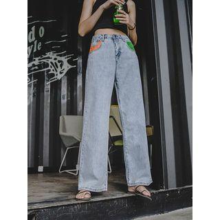 Colorblock Wide-leg Jeans