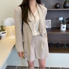 Pintuck-trim Wide-leg Shorts