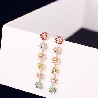 925 Sterling Silver Flower Drop Earring As Shown In Figure - One Size