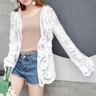 Lace Open Front Jacket White - One Size