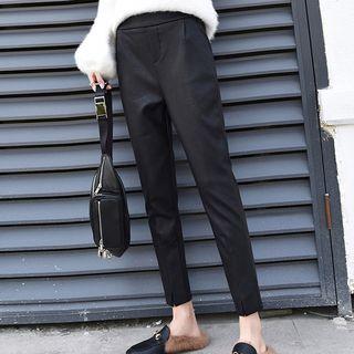 Cropped Faux Leather Dress Pants