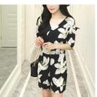 Floral Print Elbow-sleeve Playsuit