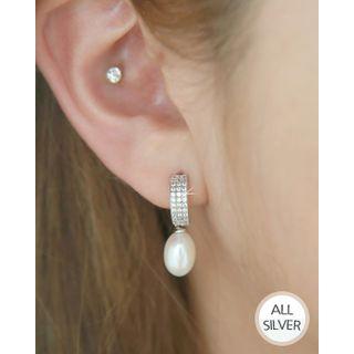 Rhinestone Faux-fur Dangle Earrings