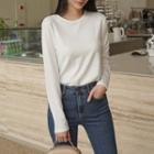 Colored Round-neck Napped T-shirt