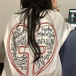 Elbow-sleeve Lettering Cross Print T-shirt