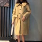 Single Breasted Woolen Coat Yellow - One Size