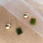 Beaded Square Threader Earring 1 Pair - As Shown In Figure - One Size
