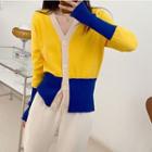 Two-tone Cardigan Yellow - One Size