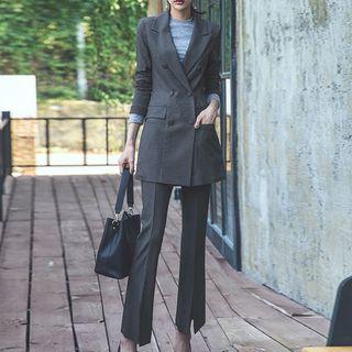 Set: Double-breasted Blazer + Boot-cut Dress Pants