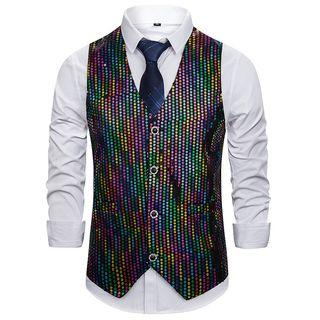 Single-breasted Sequined Vest