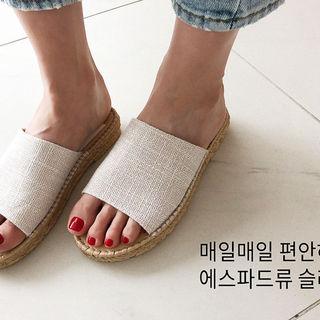Woven-band Espadrille Slide Sandals (2 Type)