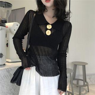 Collared Knit Top / Wide-leg Pants