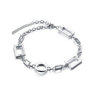 Fashion Geometric Rectangle And Round Bracelet Silver - One Size