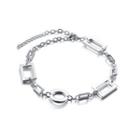 Fashion Geometric Rectangle And Round Bracelet Silver - One Size