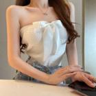 Strapless Bow-front Knit Camisole Top