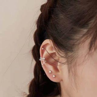 Sterling Silver Layered Cuff Earring 1 Pair - Silver - One Size