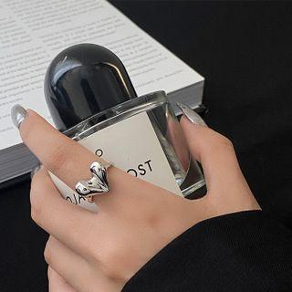 Heart Alloy Open Ring Love Heart - Silver - One Size