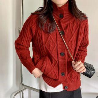 Single-breasted Cable Knit Cardigan