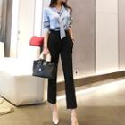 Set: Tie-neck Blouse + Dress Pants