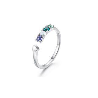 925 Sterling Silver Elegant Noble Fashion Adjustable Opening Ring With Multicolor Austrian Element Crystal Silver - One Size