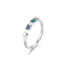 925 Sterling Silver Elegant Noble Fashion Adjustable Opening Ring With Multicolor Austrian Element Crystal Silver - One Size