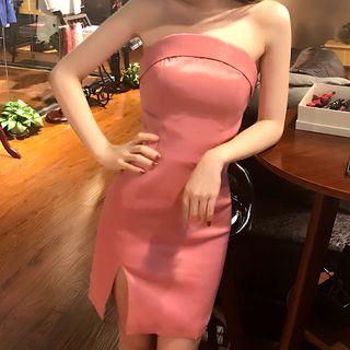 Side Slit Strapless Mini Dress