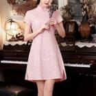 Short-sleeve A-line Mini Qipao Dress