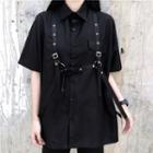 Set: Pocket Detail Elbow-sleeve Shirt + Body Harness