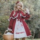 Set: Print A-line Jumper Skirt + Hooded Cape