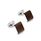 Fashion High-grade Brown Opal Geometric Rectangular Cufflinks Silver - One Size