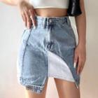 Asymmetrical Panel Mini Denim Skirt