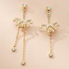 Rhinestone Alloy Asymmetrical Sterling Silver Fringed Earring