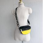 Two-tone Chain-trim Bodycross Bag Yellow - One Size