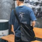 Astronaut Print Elbow-sleeve T-shirt