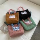 Cartoon Embroidered Corduroy Handbag