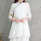 Chinese Style 3/4 Sleeve Linen Top