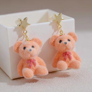 Bear Drop Earring 1 Pair - Orange & Gold - One Size