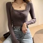 Square Neck Long Sleeve Top