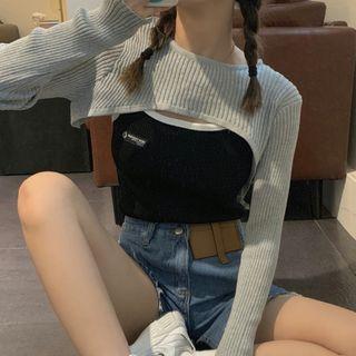 Ribbed Knit Shrug / Camisole Top