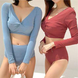 Set: Strapless Bikini Top + Bottom + Cover-up