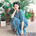 Button-through Long Floral Dress