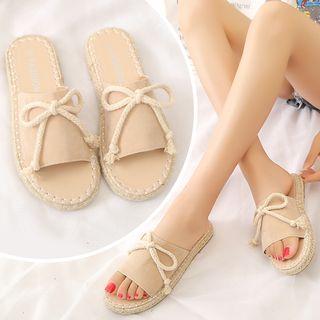 Bow Accent Espadrilles Slide Sandals