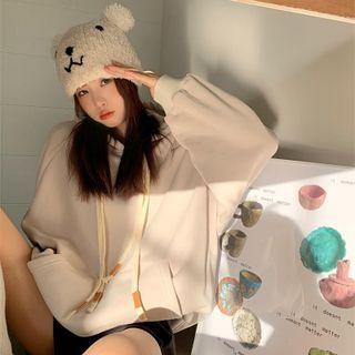 Plain Hooded Oversize Sweatshirt Almond - One Size