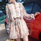 Floral Print Frill Trim Long-sleeve Playsuit